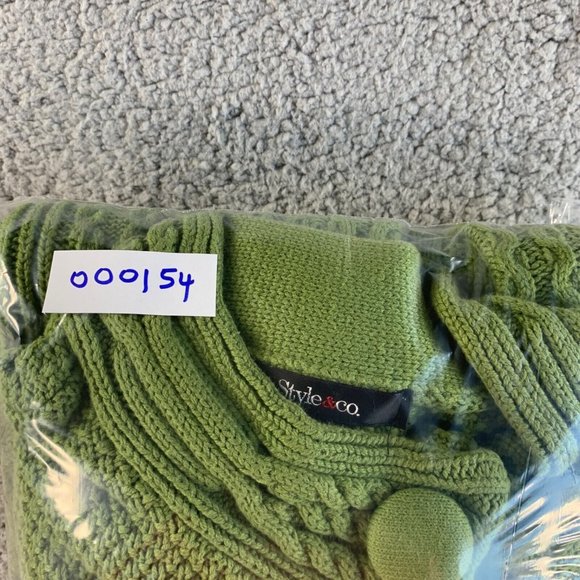 Vintage Style & Co Cardigan Sweater Womens Large Cable Knit Peasant Green NEW - Picture 12 of 12